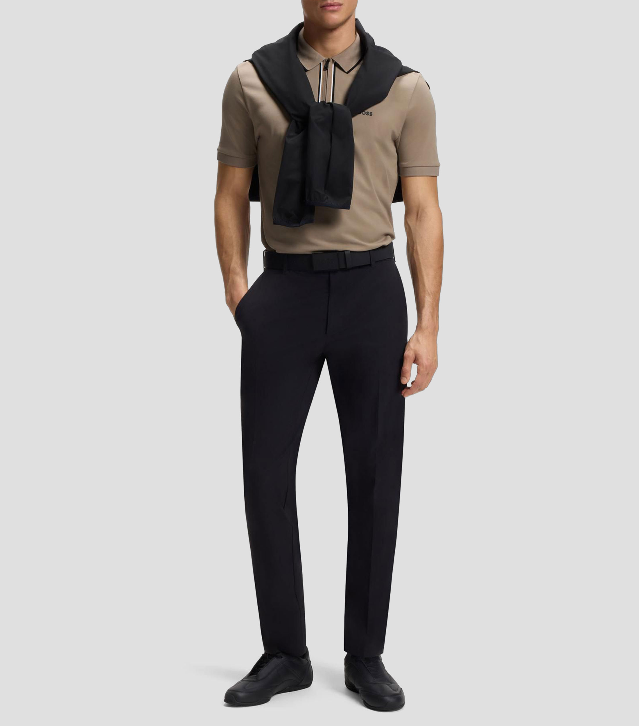 Polo slim de algodón elástico con absorción de humedad Hombre